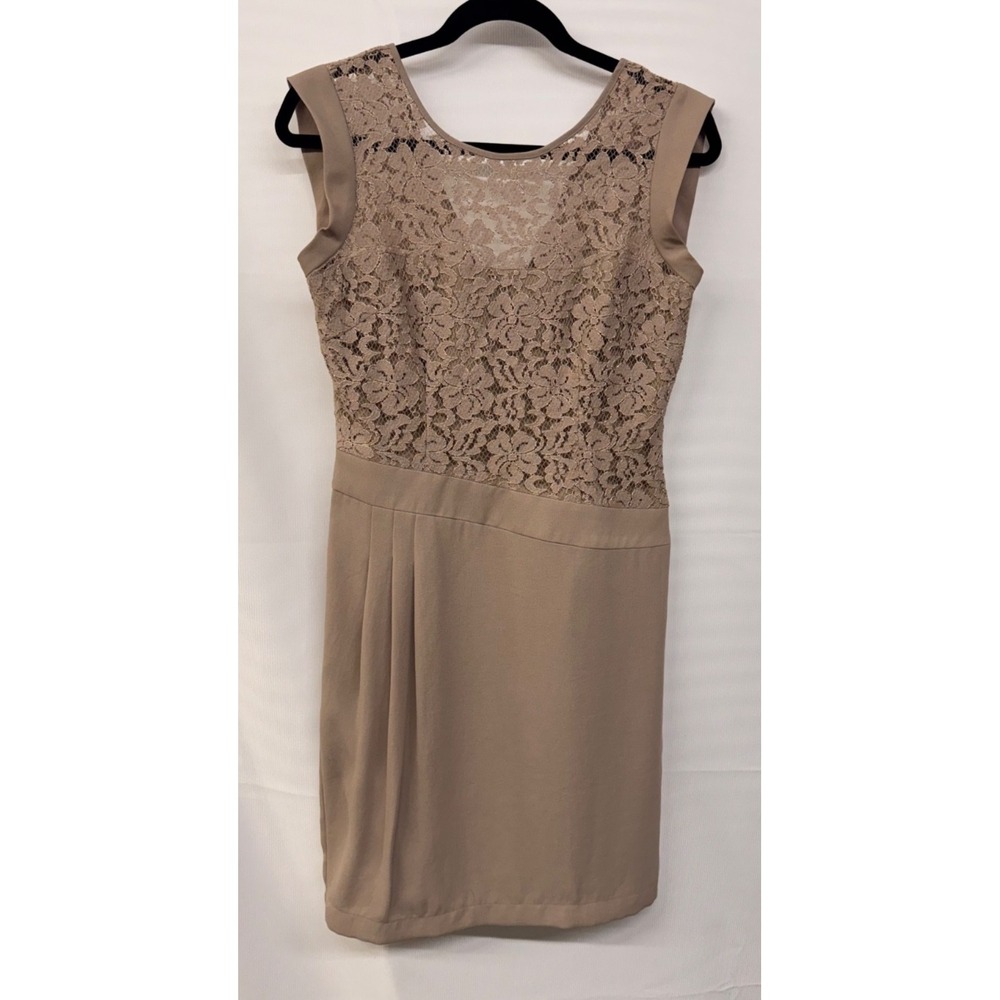 BCBGMAXAZRIA Aimee Lace Sheath Dress Taupe Pumice Sleeveless NWT Size 6